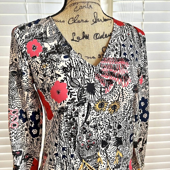 Plenty by Tracy Reese Petite XX-Small Floral Botanical Pleated Print Shift Dress - Picture 5 of 15